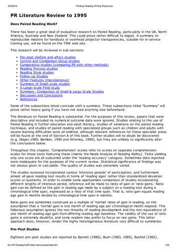 Paired reading - Further material