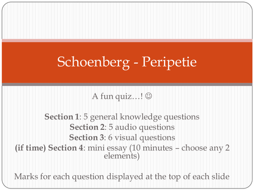 Edexcel GCSE Shoenberg Peripetie quiz