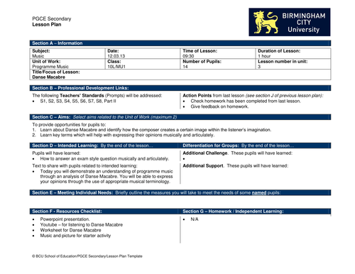Programme Music Lesson 3 Year 10