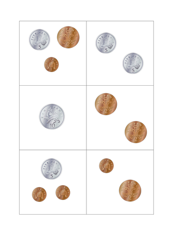 Self-checking coin collection flashcards up to 10p