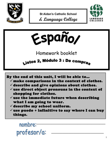 Listos 2 Homework booklet