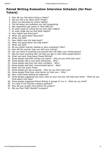 Paired writing - Evaluation interviews