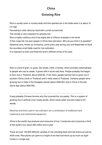 China, Growing Rice | Teaching Resources