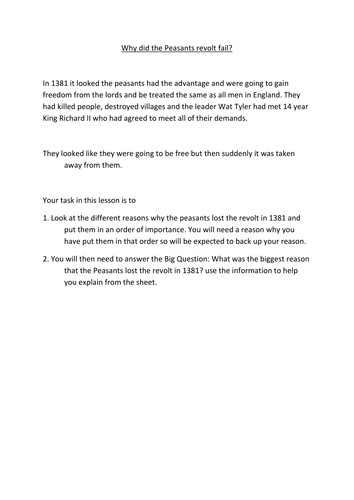 Why did the peasants revolt fail?