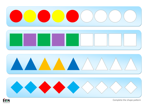 Complete Simple Shape Patterns - TEACCH Activity