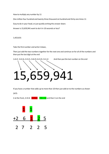 Mental Maths trick multiply ANY number by 11