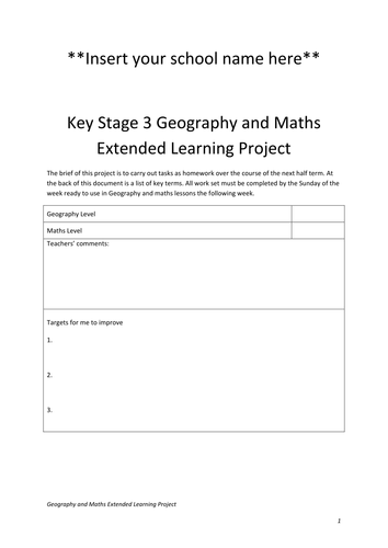 Geography & Maths Extended Learning Project