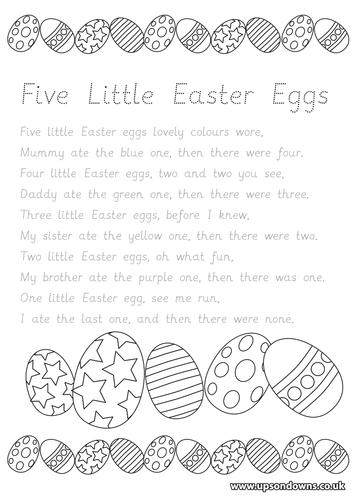 Five little Easter eggs poster