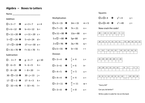 Equations - from missing numbers to using letters