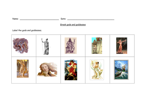 Gods and goddesses of Ancient Greece.