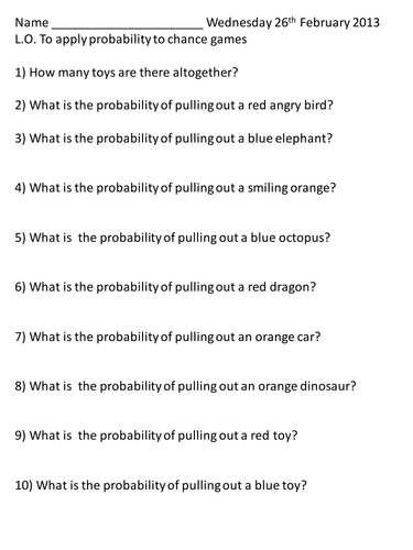 Applying probability to a chance game.