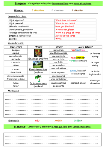 Clothing & Outfits Lesson (30 mins.)