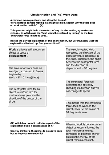 Circular motion and no work done by...