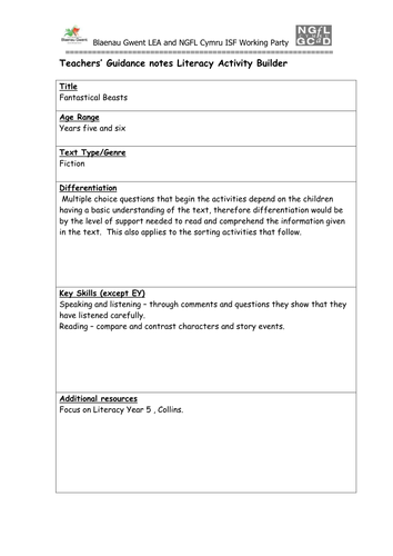 Literacy Activity Builder - Years 5-6