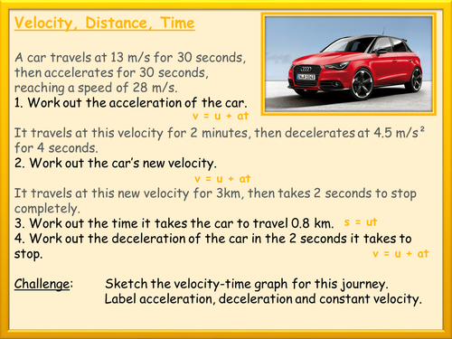 Velocity, Distance, Time Extended Starter