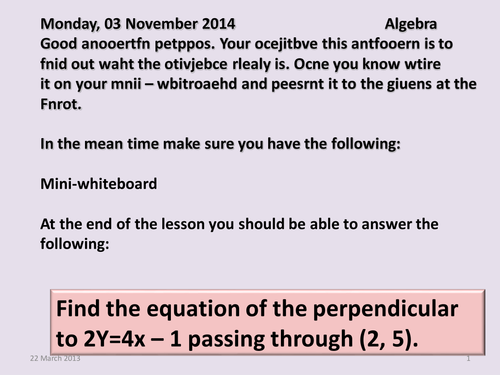 Gradient - perpendicular lines