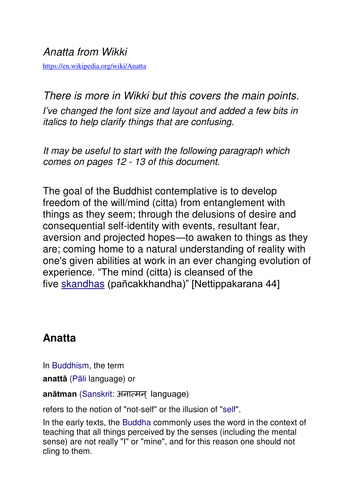 Readings on the subject of Anatta - Buddhism
