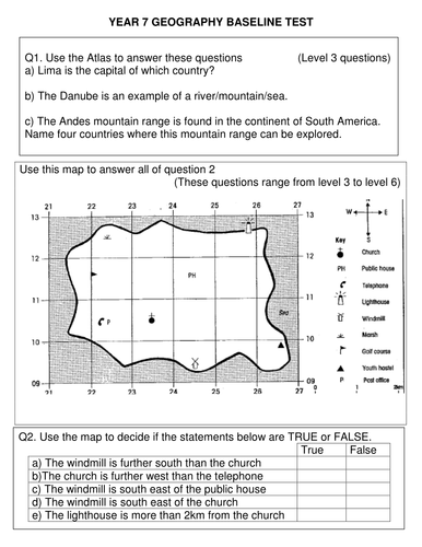 year 7 ks3 geography baseline assessment teaching resources
