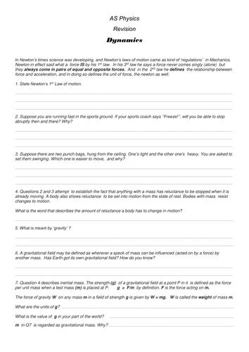 AS Physics Revision Mechanics