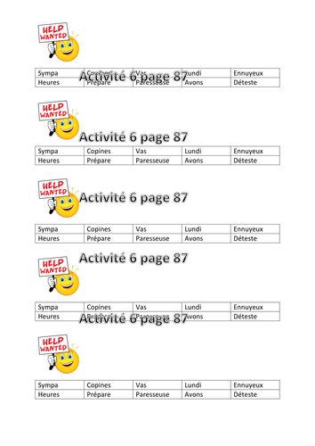 French Expo 1, Module 5, Unit 4 school, timetable