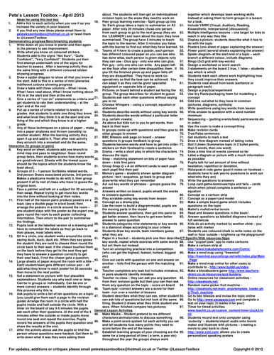 Pete's Lesson Toolbox April 2013