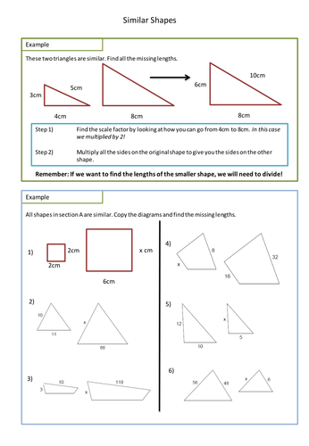 Similar Shapes Worksheet Scale Factors Teaching Resources