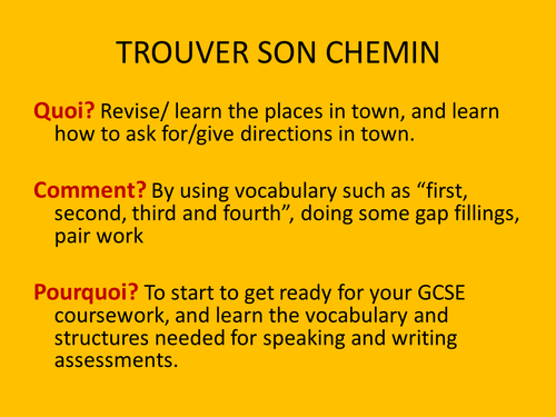 in town, places and directions