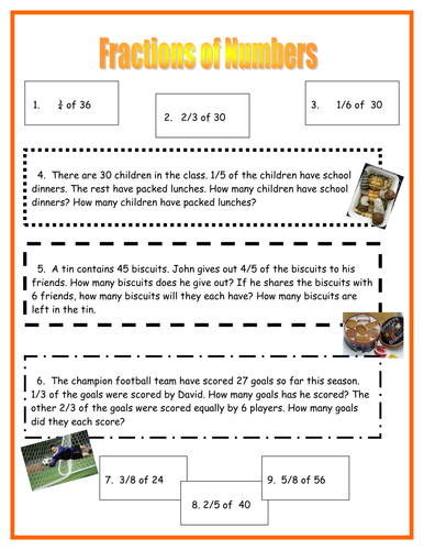 Finding fractions of numbers