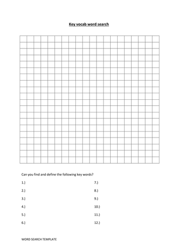 SPaG: Wordsearch template