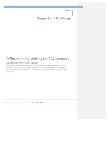 Differentiation in Writing for EAL/ESL Learners