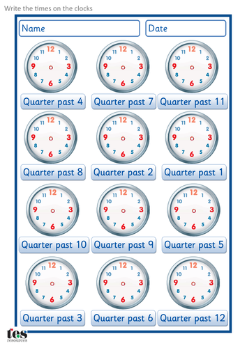 What's the Time?  - Write the times on the clocks