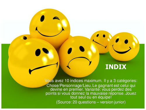 Game based on Indix (20 questions)
