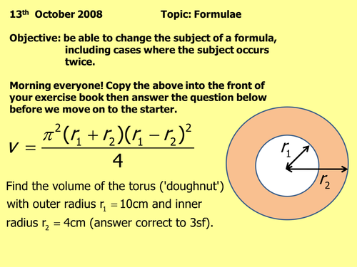 Changing the Subject of Formulae