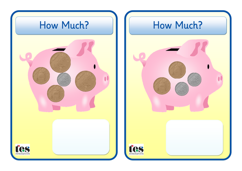 Piggy Bank Money Cards to 20p