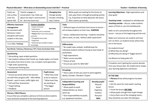 What does an Outstanding lesson in PE look like? by What does an Outstanding lesson in PE look like? by