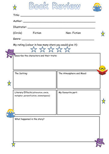 Book Review Frame Ks2 Teaching Resources