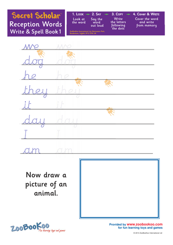 reception words trace copy work sheet 2 draw