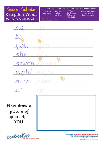 reception words trace copy work sheet 7 draw