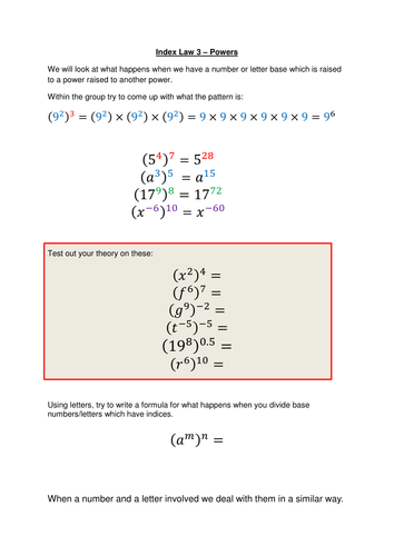 Indices - The Index Laws