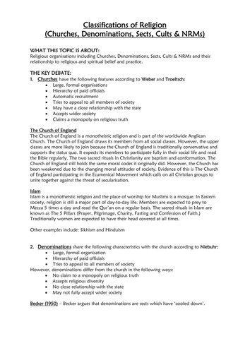 Beliefs in Soc  Revision Booklet Student Activity