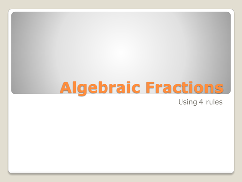 Algebraic Fractions - David Millward