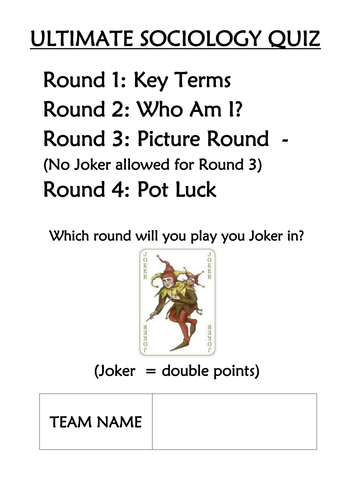 GCE AQA Sociology: Families and Households (7191/2, 7192/2): Revision Quiz