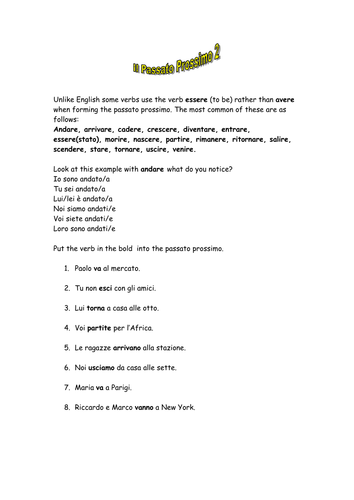 Italian - the recent past