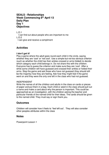 Year Five SEAL -Relationships