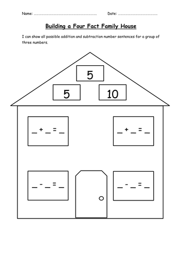 Fact family houses; inverse operations