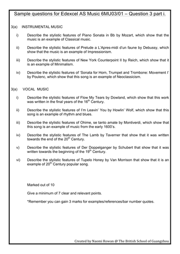 2013 Edexcel AS Listening Paper - Question 3i