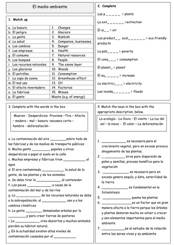 Gcse Spanish Vocab Revision Quickie Environment - 