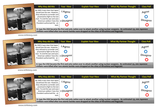 Create the debate: Using the atomic bomb