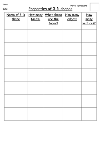 name of worksheet solid shapes Properties  Tables 3D Teaching slittlechild92 by Shape