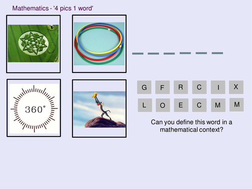 Mathematics 4 pics 1 word - Circle Theorems